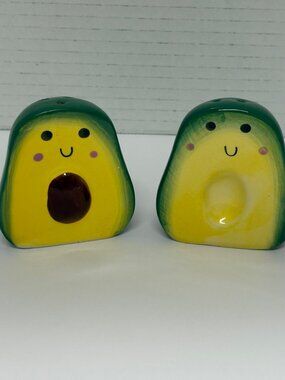 Happy Avocado Salt And Pepper Shakers, cute, fit together, couple goals